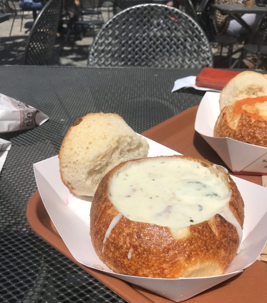 Clam chowder bread bowl in San Francisco