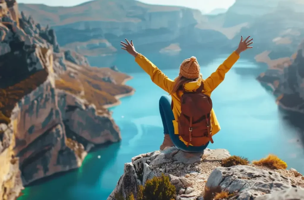 Traveler on mountain