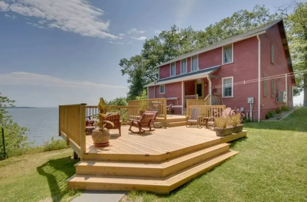 Camp & Deck from parking area at end of driveway