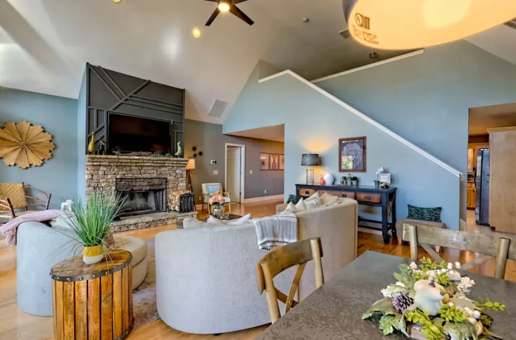 Upscale living room design is both beautiful and comfortable for conversation