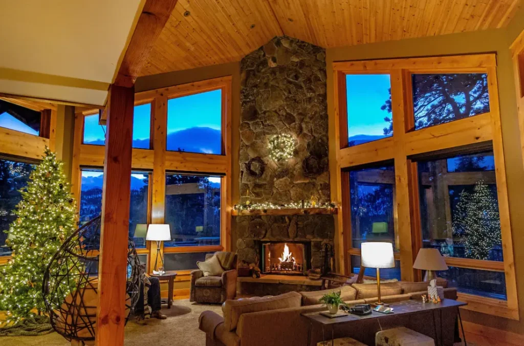 High ceiling living area