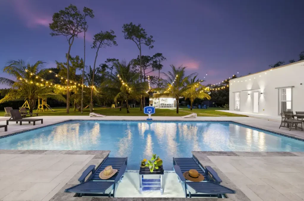 Sunset view in pool area