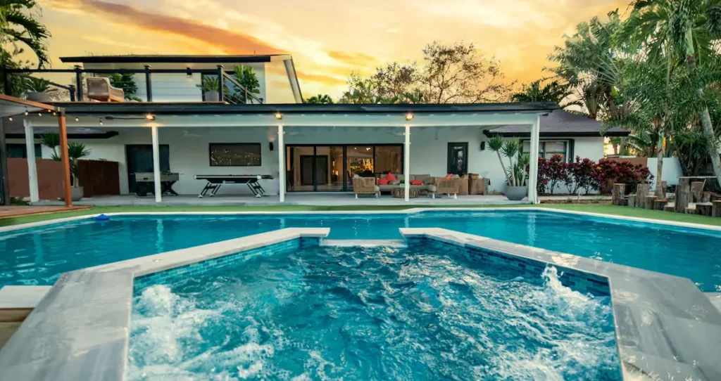 Exterior with heated pool