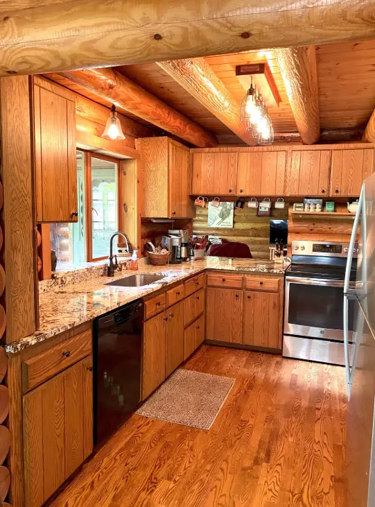 Kitchen, stainless newer appliances, slab granite countertops, Keurig