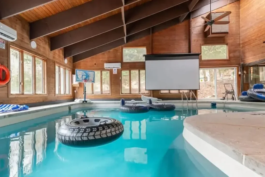 Indoor pool with projector