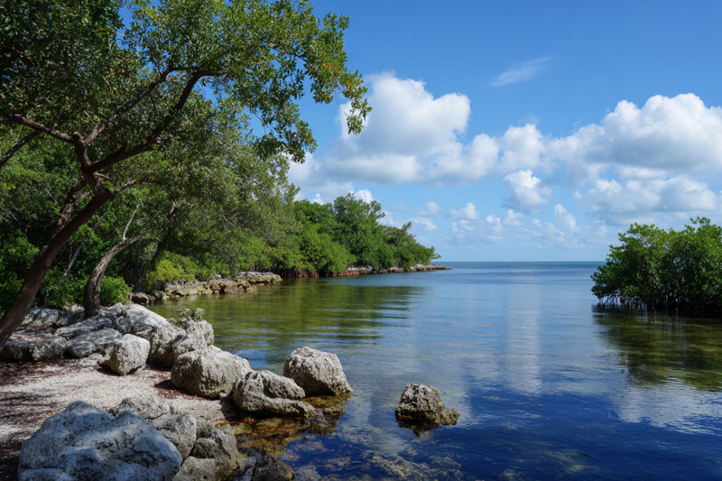 Secluded beach in Biscayne National Park