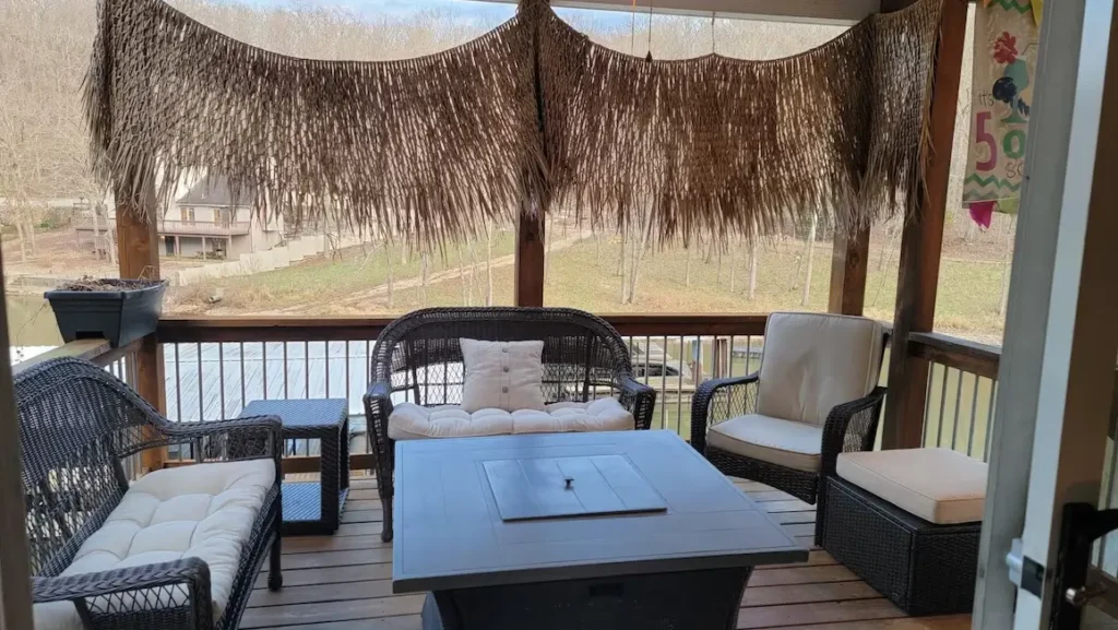 Deck off lower level with large firepit to gather around & enjoy the lakeview