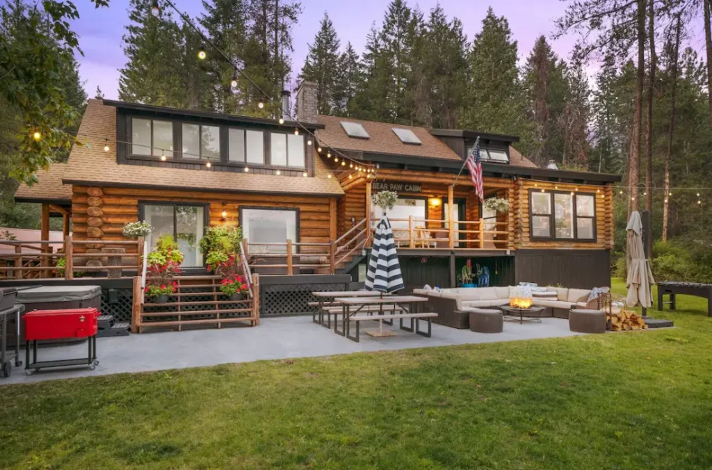 Rear view of house at twilight