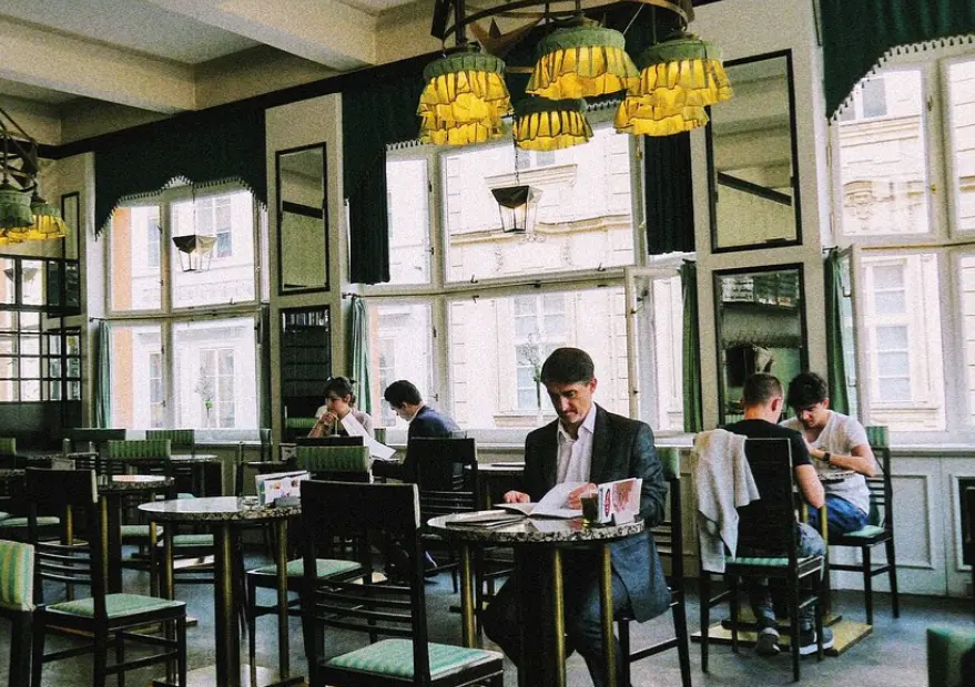 Inside of a restaurant in Prague