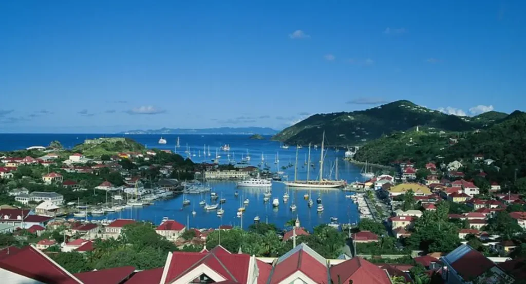 Aerial view of Gustavia the main port
