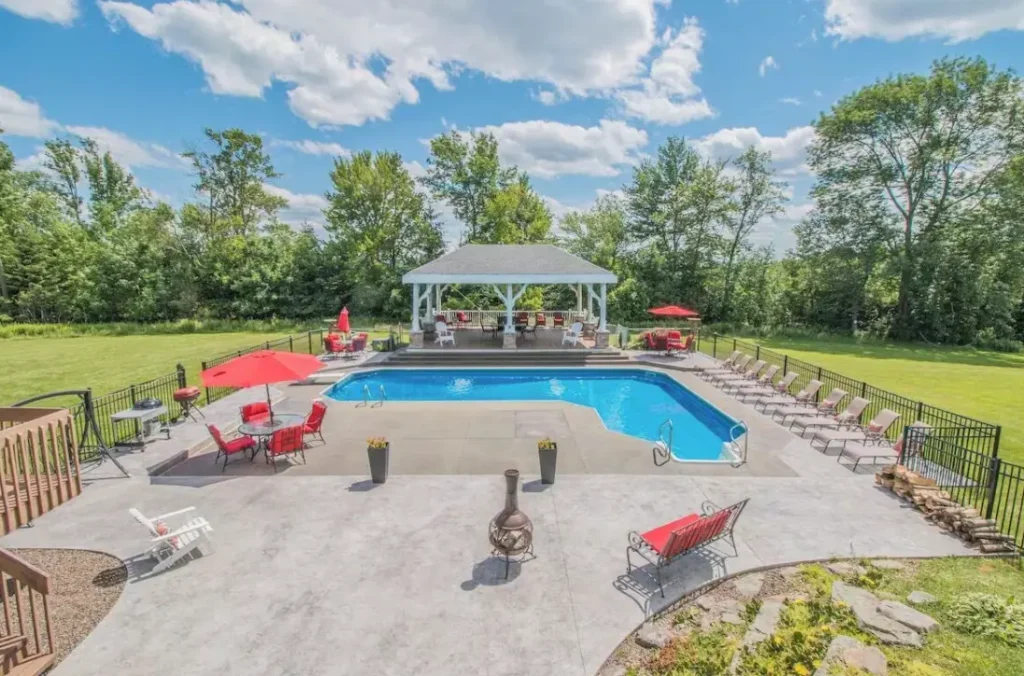 Private pool with optional heat. 2 grills. Plenty of seating. Basketball court. Huge pavilion