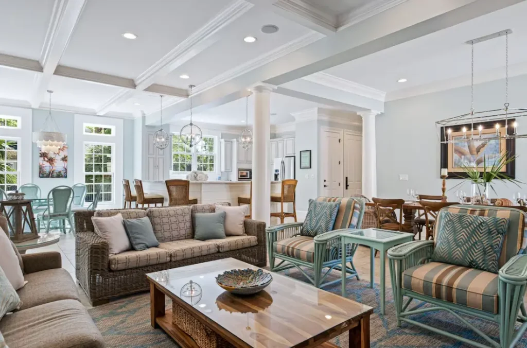 Great room living. dining, breakfast nook and kitchen area in background