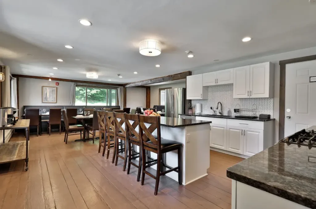 Prepare and enjoy meals together in combined kitchen and dining space