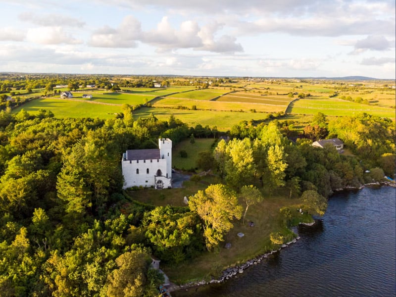 Aerial view of a nice castle in Ireland 