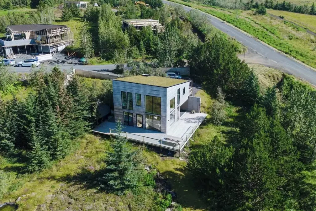 Aerial view of the house