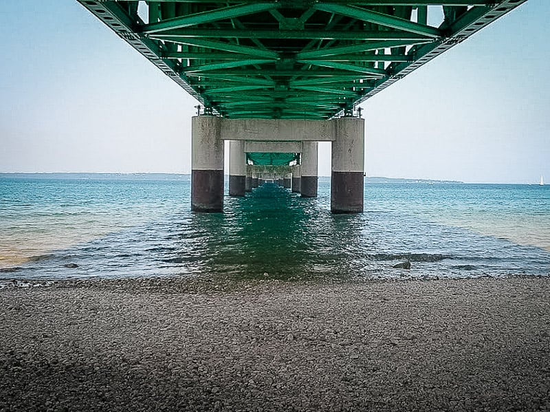 Beneath Mackinac Bridge