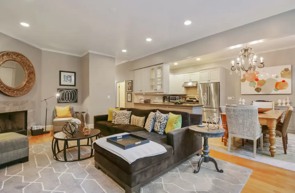 Spacious living room with open floor plan