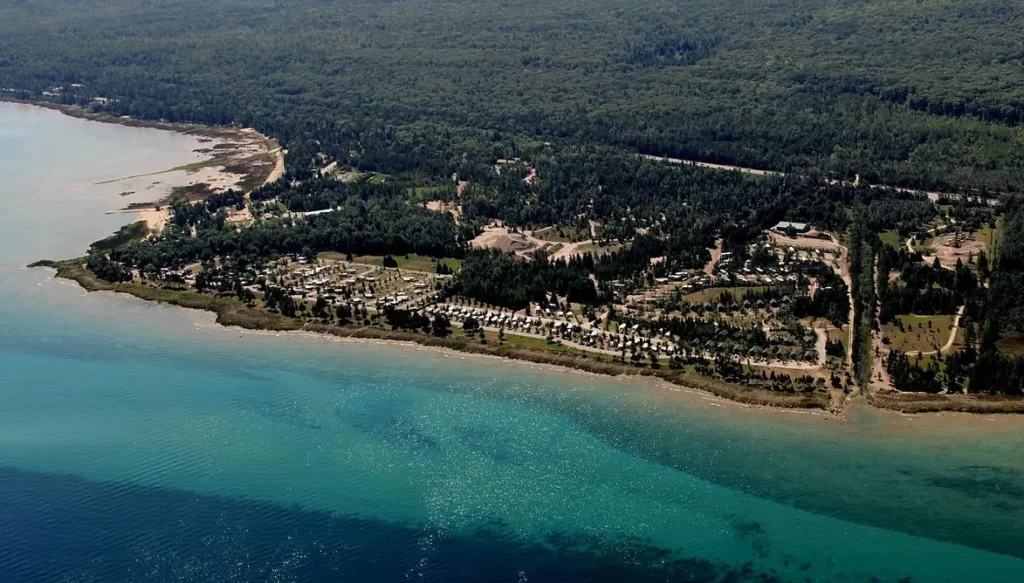 Aerial view of Mackinaw City