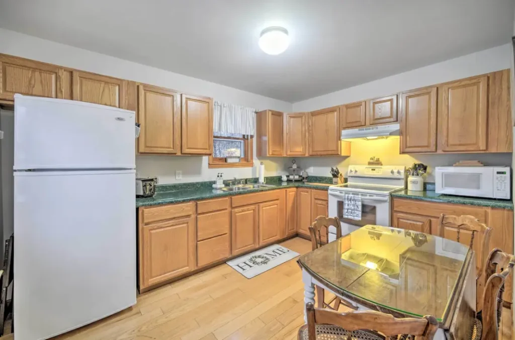 Cozy lake house kitchen area