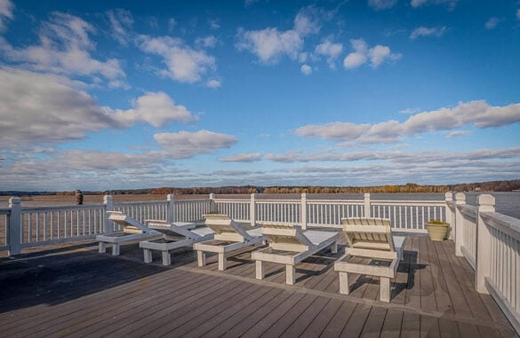 Virginia lake house deck with deck chairs