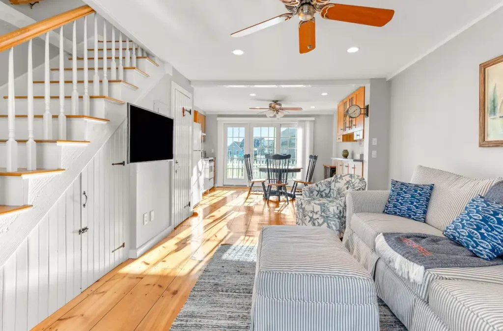 Living area with stunning beachfront view