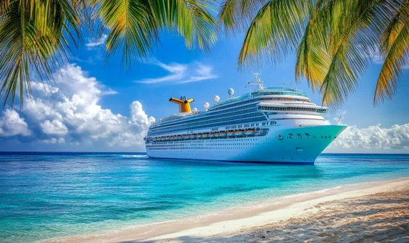 Beautiful cruise ship in a Caribbean port