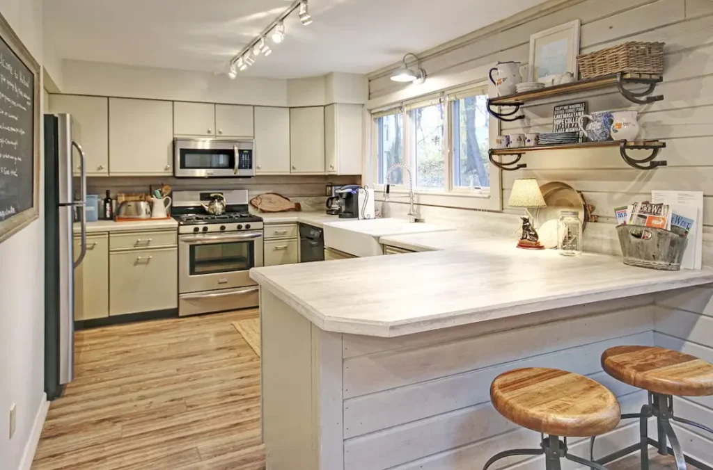 Bar stools seat more people in open kitchen
