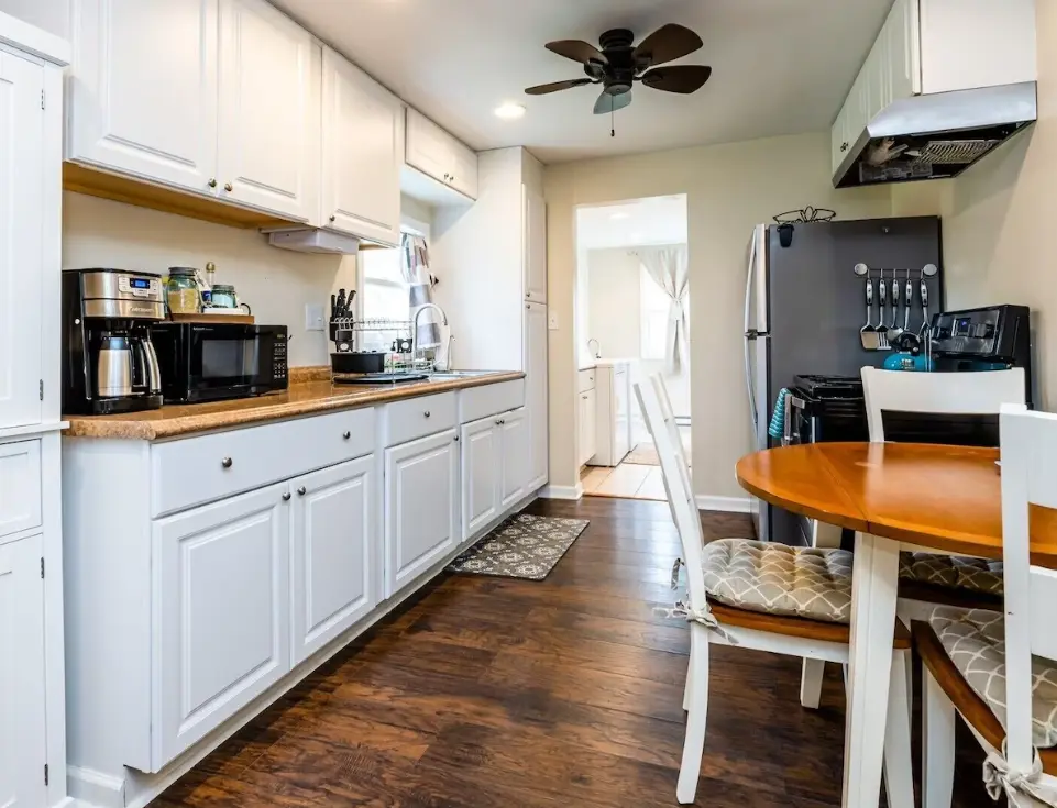Fully equipped kitchen with stainless steel appliances