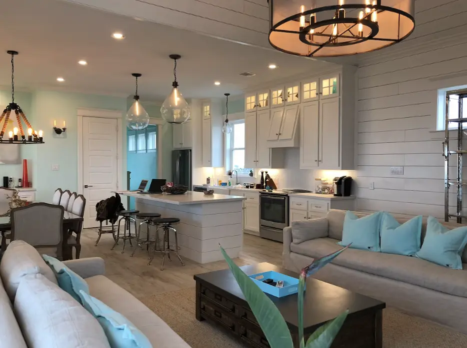 2nd floor: open concept with kitchen, dining and living room