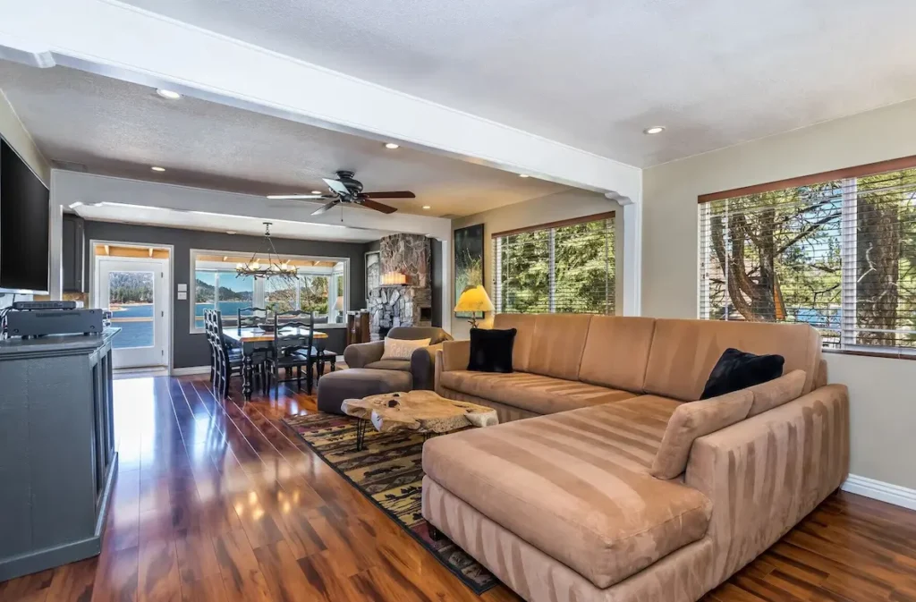 Living room with large smart tv