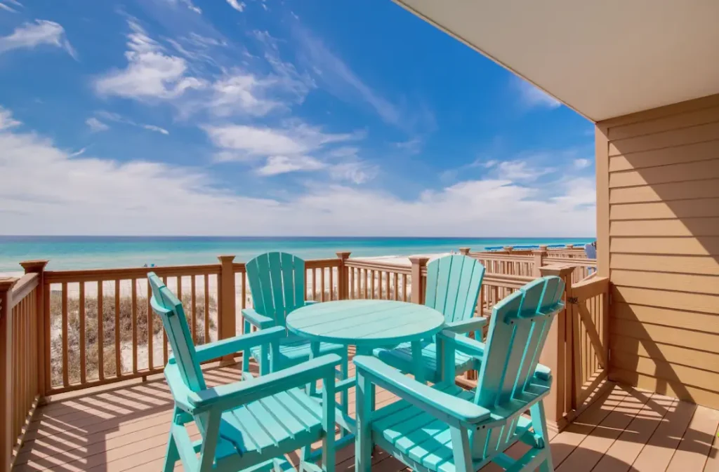 Outside dining while enjoying beach view