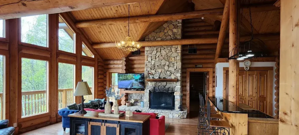 Cozy living area with stunning views outside