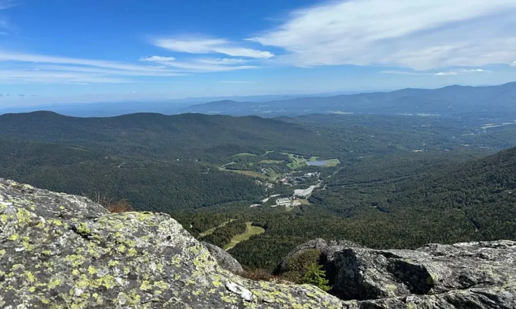 Scenic mountain view overlooking the valley from Stowe.