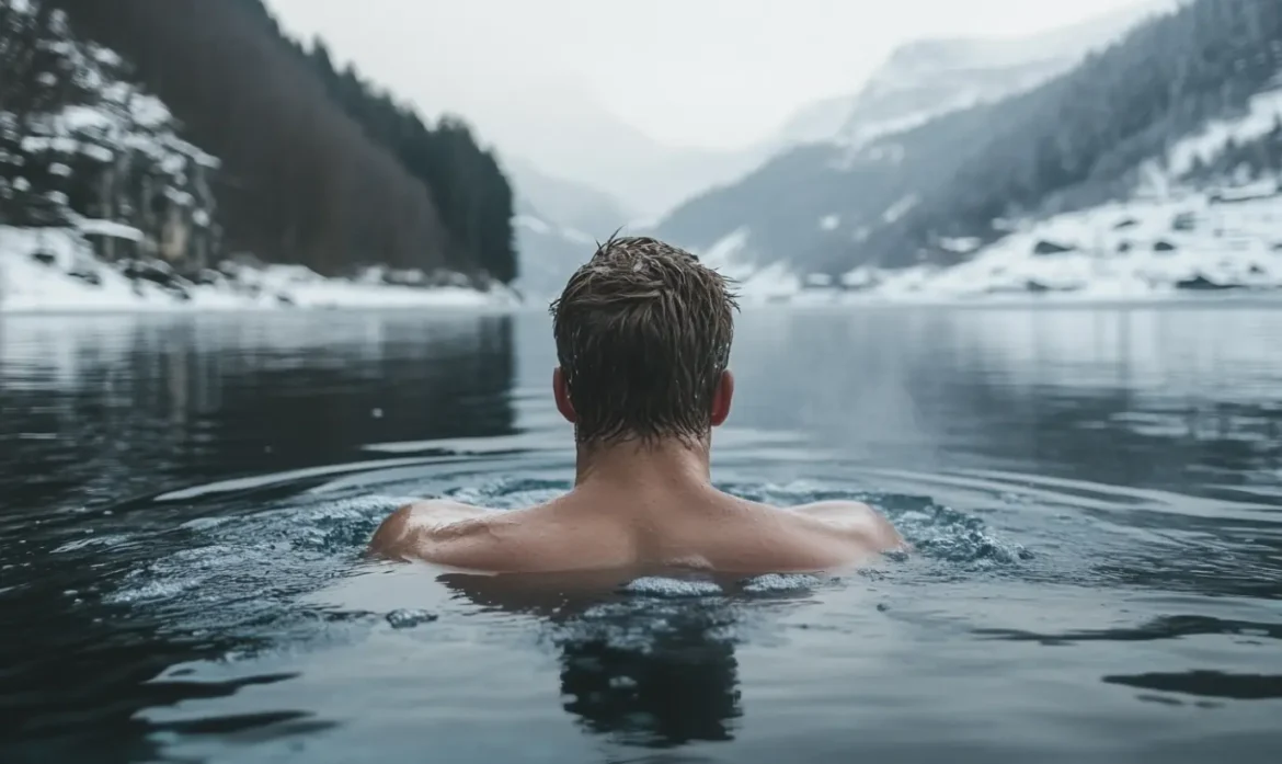 Me practicing cold immersion in an ice cold lake