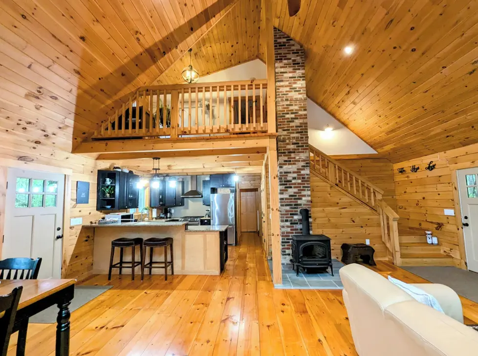 Open living, dining and kitchen area