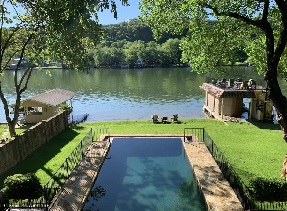 Back yard pool directly to Lake Austin