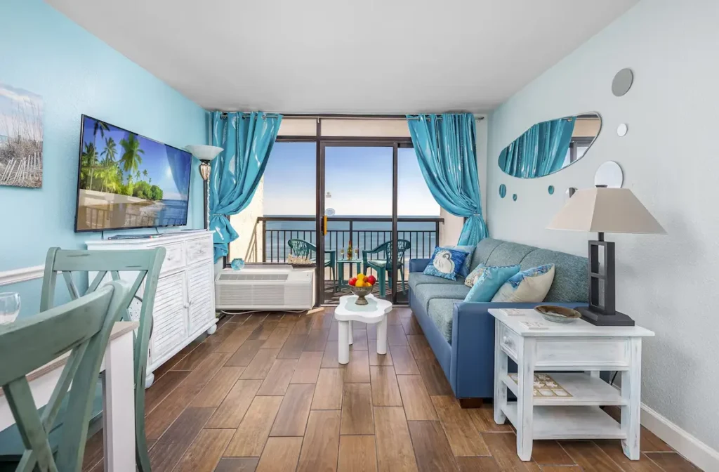 Living room overlooking beach