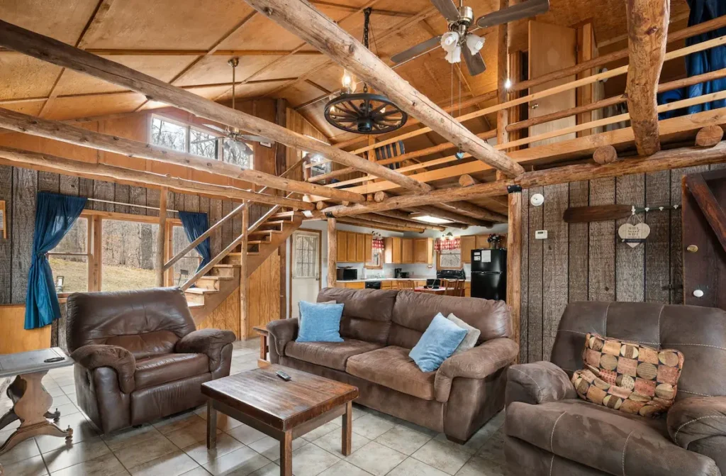 Hand cut beams throughout cabin