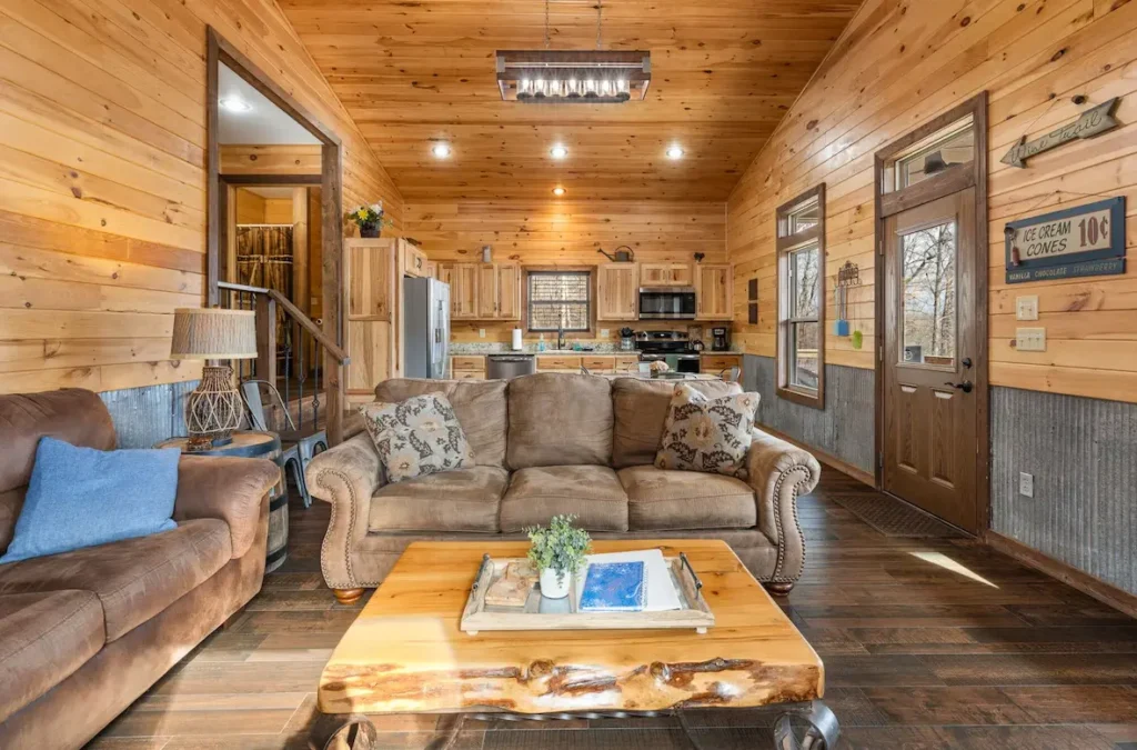 Living room includes a queen size sleeper sofa for the larger groups