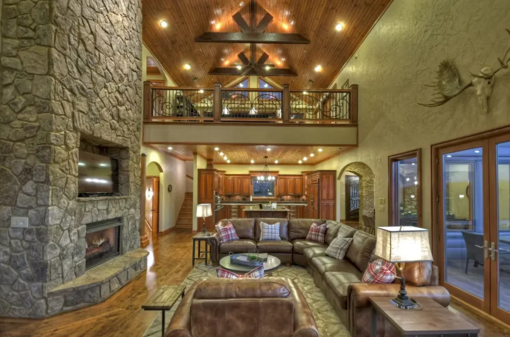 Living Room into Kitchen with Loft Living above