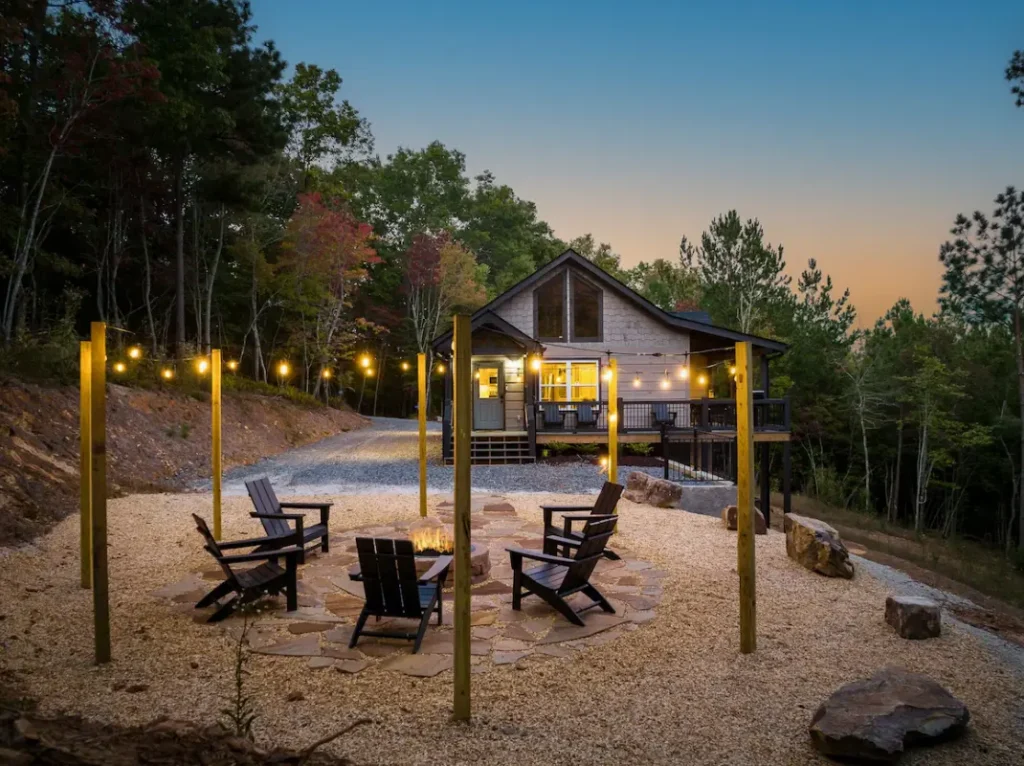 Property grounds with fire pit