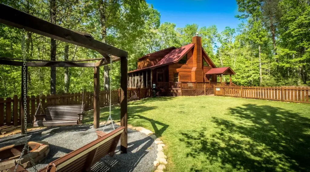 Property grounds with fire pit