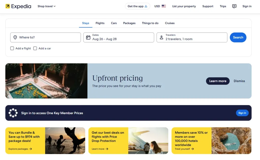 Expedia website