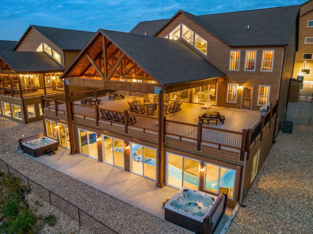 2200 square-foot back deck with private pool and lazy river underneath