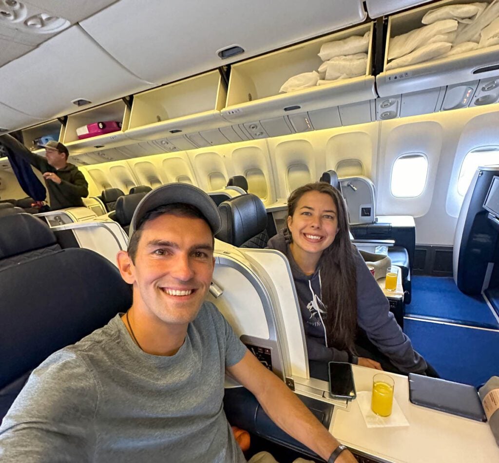 My photo of my wife and I flying to Portugal last year