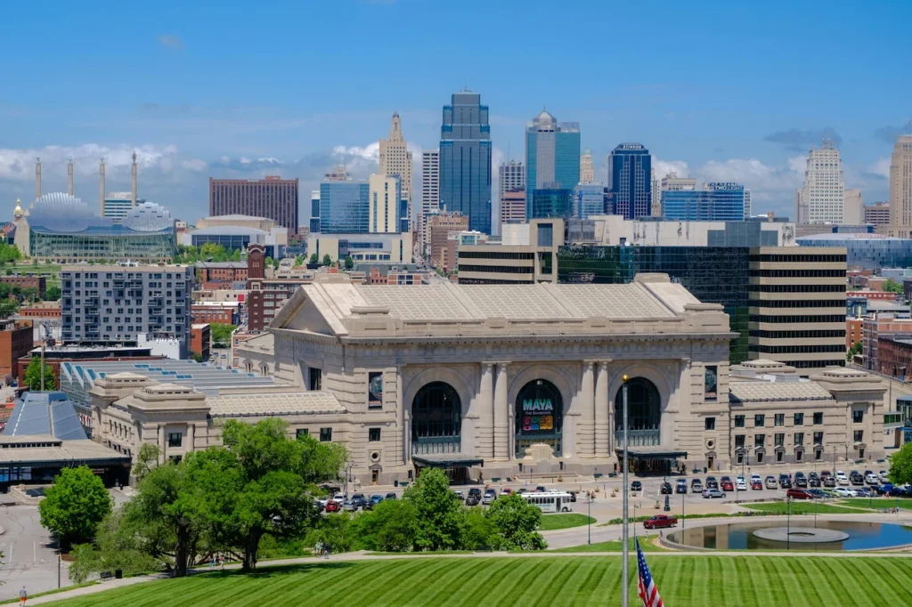 Kansas City skyline behind the historic Union Station building