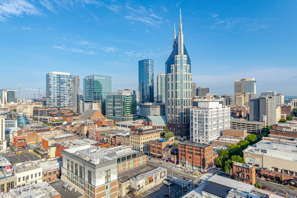 The Nashville skyline overlooking the historic Broadway district
