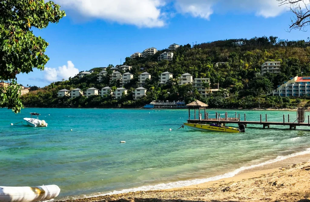 Resort villas on the hillside of Water Bay in St. Thomas