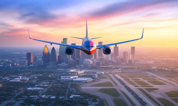 Airplane flying over Dallas