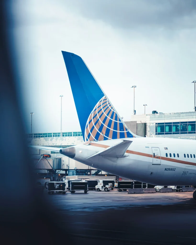 United Airlines Boeing 787 Dreamliner parked at a terminal gate